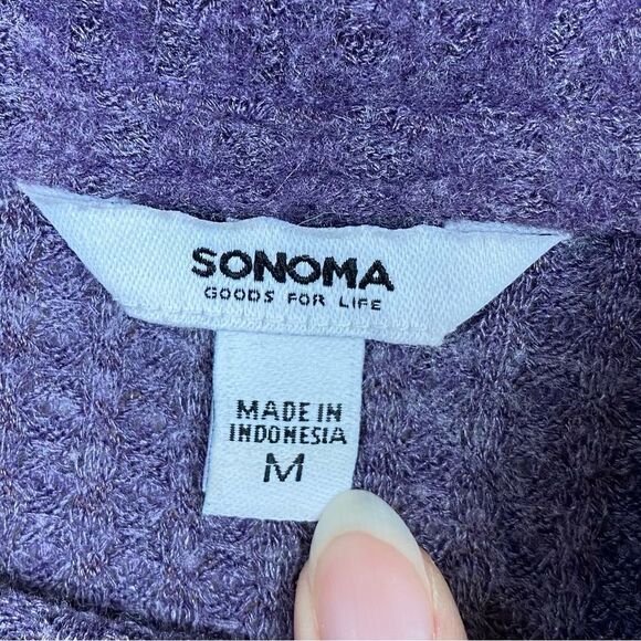 Sonoma Purple Handkerchief Hem Cowl Neck Thermal Sweater - Picture 3 of 5